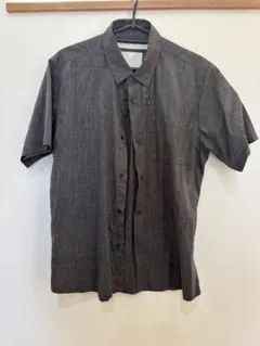 ホワイトマウンテニアリング　ダークグレー 半袖シャツ リネン混合