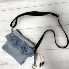 デニムリメイク　一点物　ミニショルダーバック　ポーチ　2way ハンドメイド