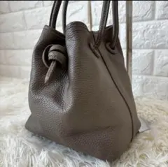 VASIC BOND mini✨2way巾着ショルダーバッグ　シボ革　グレー