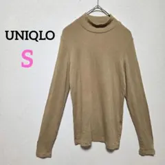 1499 ユニクロ リブハイネックT 長袖 オフィカジ シンプル 薄手 ベージュ