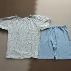 女の子夏・半袖パジャマ上下 140cm綿１００％　花柄水色
