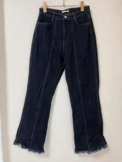 CLASSICAL ELF ダークブルー ブーツカットデニム　フリンジ　S