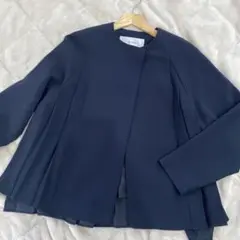 美品//ADORE アドーア　リネン　ノーカラージャケット　38 ネイビー　紺 ADORE(アドーア)｜ライトリバーケープ付きノーカラージャケット