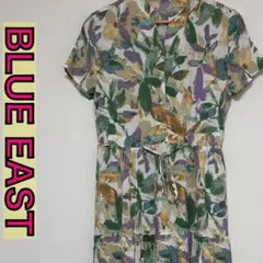 BLUE EAST フラワープリント総柄 半袖ロングワンピース キーネック