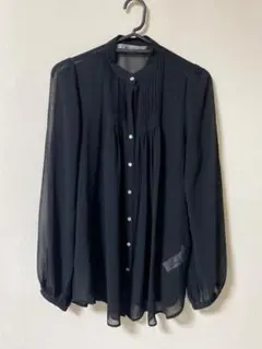 ZARA パフスリーブブラウス　黒　S