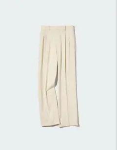 UNIQLO タックワイドパンツ クリーム S 456116 2WAYストレッチ