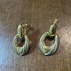 ゴールドロープデザインフープイヤリング