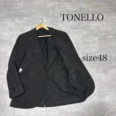 美品 TONELLO ストライプ柄 ツイード テーラードジャケット 48のサムネイル