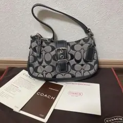 COACH モノグラムショルダーバッグ グレー/ブラック