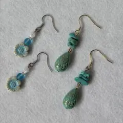 青色系ピアス2点セット