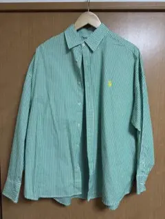 U.S. POLO ASSN. 緑×白ストライプ シャツ S