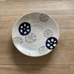 金継用 割れあり 和食器 皿 蓮根柄 陶器
