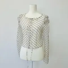 【a0149】ナイスクラップ 美品 長袖ブラウス 花柄 白 リボンタイ