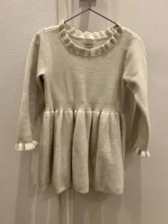 美品◯ GAP クリーム色 長袖 フリル付きワンピース