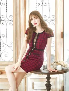 JEWELS ツイードチェック フロントジップ ミニドレス M