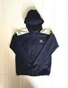 【美品】アディダスadidas パーカー　ジャケット　黒/ゴールド　150