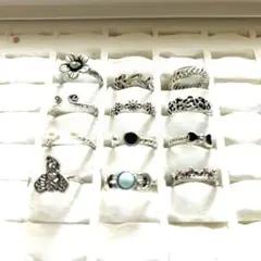 【美品未使用】Cインポート指輪まとめ売りリングセットターコイズ・オパール系リング