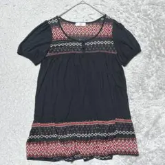i i MK MICHEL KLEIN エスニック柄Ｔシャツ［38］ブラック