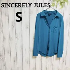 【SINCERELY JULES】ターコイズ 長袖シャツ S胸ポケット付き