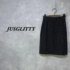 JUSGLITTY ミディスカート ドット バックジップ 白 黒 XS 3943
