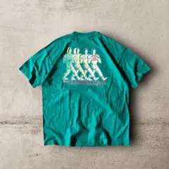 USA製90s Hanes希少ヴィンテージプリントTシャツシングルターコイズXL