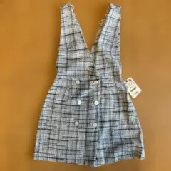 チェック柄ノースリーブベストミニワンピース S