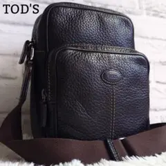 レア TUMI トゥミ ボディバッグ レザー シボ革 ブラウン 型押しロゴ 