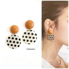 【No.397】ハンドメイド ピアス イヤリング 水玉 ドット 大人可愛い