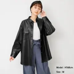 GU フェイクレザーダブルポケットシャツ Mサイズ　ジーユー