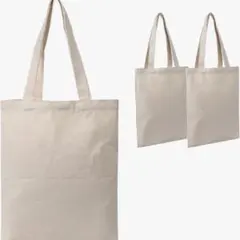 コットン 厚手 キャンバストートバッグ 3枚セット 縦型 マチなし ハンドメイドのサムネイル