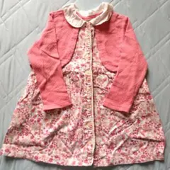 キムラタン キッズ服 ワンピース 長袖 100センチ ピンク 花柄のサムネイル