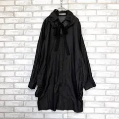 mitis ミーティス　ボウタイ ロングシャツ 黒　デニム調　コークンシルエットのサムネイル