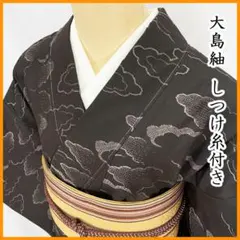 久米島紬 正絹 焦茶 草木染め 泥染め 絣模様 ビーマ 琉球 沖縄 伝統的