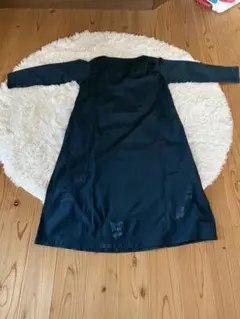 着物リメイク、ネイビー 長袖 ロングワンピース