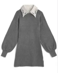 GRL レース襟付きニットミニワンピース[dr655]