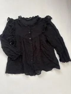 ZARA ブラックフリルシャツ Mサイズ
