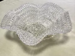 美品 インテリア ガラス 器 容器 バスケット フルーツバスケット 入れ物 波形