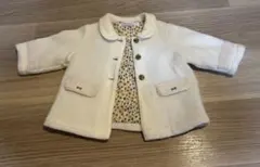 familiar ベビーコート 70 花柄裏地 上品ホワイト アウター