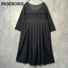 美シルエット☆ インゲボルグ かぎ針花モチーフ&レース タックフレアワンピース