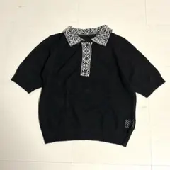 GRL メッシュ ポロニット ブラック エスニック柄のサムネイル