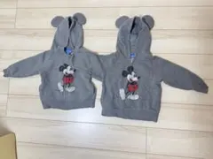 ミッキーマウス 耳付きパーカー　グレー　110センチ
