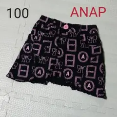 ANAP♡スカート 黒 ピンク 総柄 ウエストゴム 可愛い 女児のサムネイル
