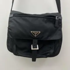 美品‼️【プラダ】ショルダーバッグ　テスートナイロン　レザー　裏地総柄　三角ロゴ