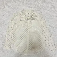UNIQLO ユニクロ レーヨンリボンタイプリントブラウス ドット S