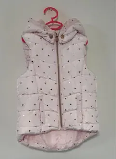 女の子　120 130 ベスト　ダウン　ピンク　ハート　キラキラ