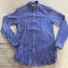 ユニクロ　スリムフィット　シャツ　長袖　メンズ　ブルー　青　水色　M