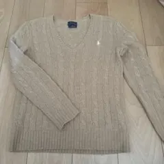 Polo Ralph Lauren ベージュ Vネック ケーブルニット