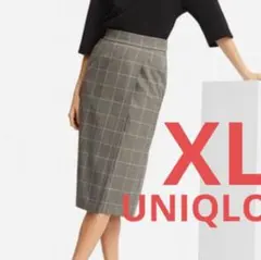 ユニクロ　チェック　タイトスカート　ナロースカート　グレー