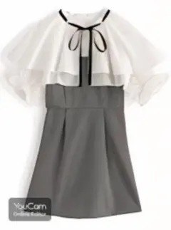 ギンガムチェック柄ダブルフリルカラーミニワンピース