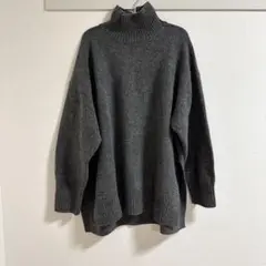 H&M エイチアンドエム オーバーサイズハイネックセーター ニット グレー XL
